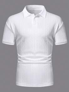 Men's Short-Sleeved Polo Shirt, Minimalist And Elegant, Made From Textured Jacquard Fabric In A Solid Color. Perfect For Leisure, Holidays And Outings, Making It An Ideal Gift For Family And Friends. - trắng - Xem 4