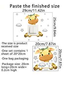 1pc New Cartoon Bear, Giraffe, Star, Elephant, Cloud Switch Sticker, Wall Decal For Bedroom, Living Room Decoration - Multicolor - View 12
