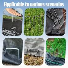 50 U-Shape Garden Staples Heavy-Duty Fence Sod Pins Galvanized Landscape Stakes Spike For Holding Barrier Ground Cover - Silver - View 6