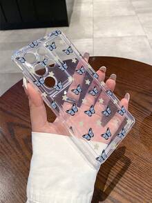 1pc Fashionable & Minimalist Star & Butterfly Pattern Transparent TPU Shock-Proof Phone Case, Suitable As Holiday Gift Compatible With Samsung S25, S24, S23, S22, A05 And Other Models - Multicolor - View 6