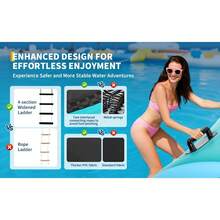 Trampolín acuático inflable de 3 m, plataforma flotante para lagos y océanos, incluye bomba, escalera, ancla y kit de reparación, capacidad de 183 kg. - Azul menta - Ver 5