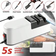 Portable Electric Knife Sharpener For Home Portable Kitchen Automatic Sharpening Knife Scissors Multi Functional Small Sharpening Machine USB Power Supply - White - View 9