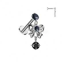 1pc Cute Bowknot Dangle Cartilage Ear Stud, 316 Stainless Steel Flat Base, Internal Thread Body Piercing Jewelry, Gift For Party & Daily Wear Valentines - Bow - View 21