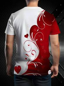 Áo thun nam/nữ in hình trái tim, thích hợp mặc trong ngày Valentine, lý tưởng cho các cặp đôi, phù hợp mặc mùa hè, là món quà tuyệt vời cho dịp lễ. - trắng - Xem 3