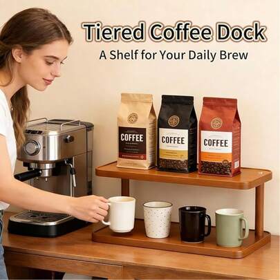 2-Tier Storage Rack, Teacup And Coffee Cup Display Stand, Aesthetically Durable, Suitable For Home And Office Countertop Storage