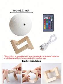 1 buah Lampu Bulan 3D 16 Warna, Lampu Suasana Malam Bulan Isi Ulang USB, Lampu Samping Tempat Tidur Kamar Tidur dengan Kontrol Jarak Jauh dan Dudukan, Lampu Malam Kecil Romantis, Hadiah Ulang Tahun untuk Teman dan Kekasih - MultiWarna - View 9