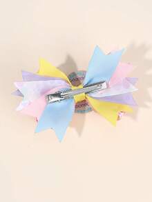 1个装 女孩复活节快乐发夹 马卡龙色罗缎丝带鳄鱼夹 可爱复活节主题印花发卡 节日发夹 派对发夹 青少年发饰 甜美女孩复活节拍照道具 - 彩色 - 查看 7