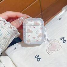 Cherry Bow Cat Protective Case Suitable Compatible With Apple Wireless Earphone Case, Scratch-Resistant And Anti-Drop - Clear - View 7
