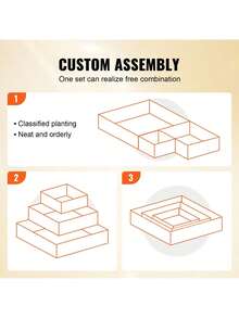 Raised Garden Bed, 3.7x3.7x1.7 Ft Wooden Planter Box, Outdoor Planting Boxes With Open Base, For Growing Flowers Vegetables Herbs In Backyard Garden Patio Balcony, Burlywood - 杏色 - 查看 5