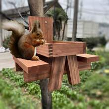 Durable Chipmunk Bird Feeder, Outdoor Hanging Small Animal Food Dispenser For Squirrels And Birds, Garden Ornament Picnic Table Decoration - trắng - Xem 2