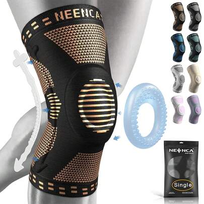 NEENCA Copper Knee Brace Knee Support With Patella Gel Pad &Side Stabilizers Knee Pain Sport Arthritis ACL Joint Pain Relief
