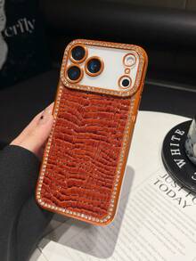 Water Crystal Crocodile Skin Design Compatible With Apple Phone Cases, Premium Electroplated Case, Anti-Drop Protective Cover, Compatible With IPhone 17 Case/Cover - Burnt Orange - View 8