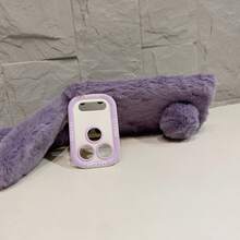 2025 New Plush Cute Cartoon Rabbit Ear Phone Case With Bracket Function, Compatible With Apple 11 12 13 14 15 16 17 Air Pro Max, Galaxy S23 S24 S25 S26 Plus Ultra, A14 A15 A16 A17 A05S A35 A26 A36 A56 A54 A55 A56 4G/5G, Shockproof Soft TPU Protective Cover - Mauve Purple - View 6