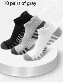 6 Pairs Men's Fashionable High-Quality Low-Cut Ankle Socks, Round Neck, Mesh Breathable, Multifunctional Casual Men's Boat Socks - Multicolor - View 13