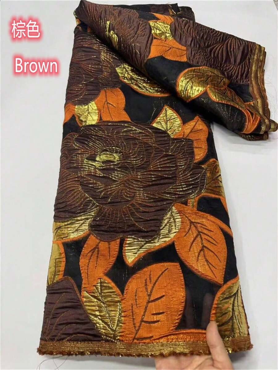 5yard /1yard French Leaves Flowers Jacquard Lace Fabric 2026 High Quality African Brocade Lace Fabric Nigerian Lace For Luxury Women Party Wedding Christmas Fabric Purple - A - View 1