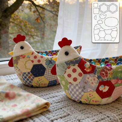 1pc Handmade DIY Tracing Patchwork Template, DIY Hen Pattern PET Sewing Template, Easter Hen Storage Basket Template, Suitable For Handicraft Lovers, Ideal For Pattern Drawing And Repair Projects, Perfect Holiday Gift For Crafters