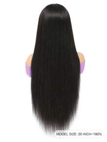 13x4 Lace Frontal Wig Virgin Human Hair Straight Pre Plucked Hairline Natural Black Color Transparent Lace Front Wigs With Baby Hair 24-32inch - Natural Black - View 2