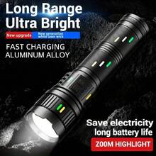 Professional Grade 60W Laser Flashlight G400Y G401Y Series High Intensity Output Telescopic Focus Mechanism Adjustable Floodlight Spotlight Emergency Power Supply Charges Phones 7 Multi Mode Operation Stepless Dimming Feature Turbo Boost Strobe Signal High Capacity 8000mAh Battery Long Duration Use Perfect For Search Rescue Missions Night Photography Adventures Hunting Trips Emergency Scenarios - G400Y Kiểu dáng dài - Xem 3