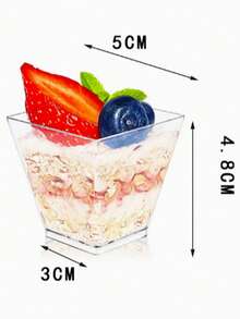 1/10/20pcs Transparent Square Mousse Cups, Plastic Dessert Cups For Cake, Ice Cream, Pudding, Birthday, Wedding, Party Decor - Multicolor - View 11