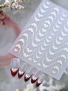 红色金箔蝴蝶结法式美甲贴纸，3D立体蝴蝶结美甲贴花，美甲用品 - 彩色 - 查看 7