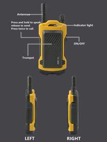 2个儿童对讲机玩具，无线通信互动户外教育玩具（不含电池，需顾客自备4节1.5V AAA电池） - 黃色 - 查看 4