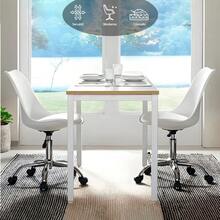 Silla Eames Ruedas Escritorio Ajustable Ergonómica Moderna Color Blanco Material Del Tapizado Cuero Sintético - Blanco - Ver 7