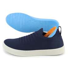 Tenis Knit Masculino Sapatenis Sapato + Palmilha Gel Confort - Azul - Visão 6