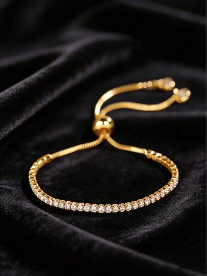 Pulsera de tenis con circonita cúbica de moda, estética linda y Y2K, con broche deslizante ajustable, elegante y estilosa para fiestas, uso diario, vida nocturna, vacaciones, regalo ideal para mujeres