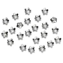 50 unids/lote 15 estilos de tapas de cuentas de flores de hojas de acero inoxidable para fabricación de joyería, tapas de cuentas espaciadoras de costura, accesorios ECSF - 05 - Ver 10