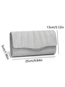 Shiny Evening Clutch Bag, Elegant Fashion Envelope Bag, Ladies Wedding Party Handbag - Silver - View 2