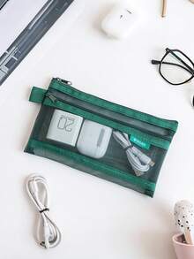 1PC/6PCS Transparent Mesh Storage Bag, Data Cable Digital Bag, Change Bag, Card Key, Bus Card, Headphone Bag, Charging Head Bag, Transparent Mesh Change Sundries Storage Bag, Three-Dimensional Portable Card Storage Bag For Going Out, Cosmetics Storage Bag - Multicolor - View 24