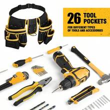 Tool Belts For Men,Tool Belt Pouch,26-Pockets Heavy Duty Padded Tools - A - View 5