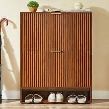 24 Cm Schmaler Schuhschrank Mit Nutfront – Höhenverstellbar Mit Kippschutz Und Stabilem Dekotisch Für Den Flur, In Nussbaum-Optik - Walnut - View 4