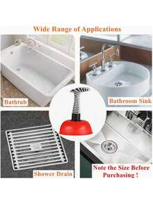 1pc Manual Plunger Heavy-Duty With Thickened Suction Cup, Non-Electric Hand-Powered Unclog Tool, 3-Second Quick Drainage, For Kitchen Sinks Toilets Plumbing Professionals, Sturdy Build Compact Design, Durable Plastic Construction - A - View 4