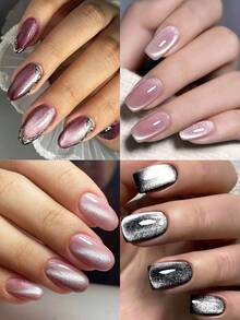 专业5D猫眼美甲磁铁，U型一键自动猫眼磁铁 - 多功能新款法式宽边发光玻璃珠侧闪美甲工具，适合沙龙美甲师和初学者，超强猫眼磁铁美甲用品设计DIY - 彩色 - 查看 4