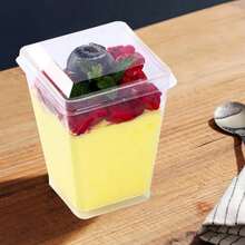 1/10/20pcs Transparent Square Mousse Cups, Plastic Dessert Cups For Cake, Ice Cream, Pudding, Birthday, Wedding, Party Decor - Multicolor - View 10