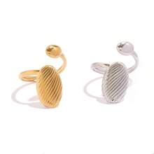 2pcs/1pc18K Gold-Plated Design, Geometric Design, 304 Stainless Steel Ring, Simple And High-End, Ins Style Personalized Jewelry, Holiday Gift/Daily Matching, Versatile Design, Ring Set, Give To Girlfriend And Wife - Multicolor - View 8