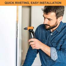 Rivet Gun, Pop Rivet Gun Kit With 200pcs Rivets, 4-In-1 Heavy Duty River Gun Tool/Rivet Gun Kit, 3/32 Inch, 1/8 Inch, 5/32 Inch, 3/16 Inch 4 Replaceable Nozzle For Metal, Plastic, Leather - Black - View 3