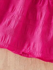 Girls' Fashion Round Neck Short Sleeve Printed Top And Elastic Waist Layered Ruffle Hem Long Skirt 2 Pieces Set, Spring/Summer - Hot Pink - View 9