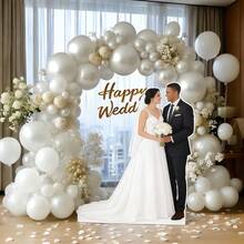 140Pcs White And Pearl White Balloon Arch Garland Kit,For Wedding Valentine Mather's Day Baby Bridal Shower Birthday Anniversary Decorations - trắng - Xem 7