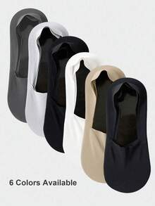 6 Pairs Men's Invisible No-Show Socks, Low-Cut Breathable Ice Silk Non-Slip Loafer Socks - Multicolor - View 9