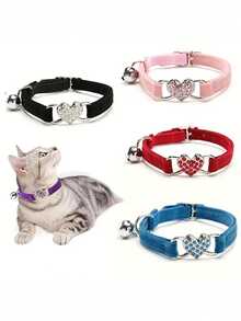 Adjustable Soft Pet Collar With Bell - Fashionable For Small Dogs, Cats And Kittens - Multicolor - View 3