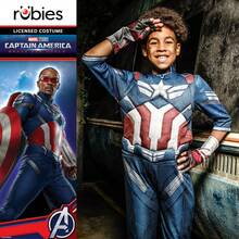 KIWI Captain America Deluxe Kids' Costume - Officially Licensed Character Costume - Authentic Superhero Costume - Captain America Deluxe Kids' Costume - Perfect For Parties And Carnival - Easy To Put On And Take Off, Comfortable And Lightweight Fabric - 彩色 - 查看 7