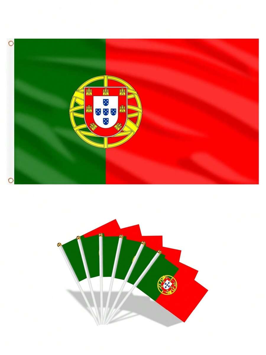 1 lá cờ Bồ Đào Nha in hai mặt kích thước 3x5ft và 10 lá cờ nhỏ cầm tay - Chất liệu polyester sáng màu, chống phai màu tia cực tím, hoàn hảo cho trang trí ngoài trời trong các dịp lễ và thể hiện lòng tự hào ! - Bồ Đào Nha - Xem 1