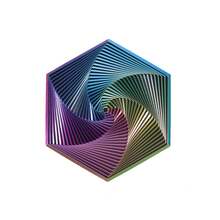 1件2026新款3D打印分形几何放松装置，六边形无限翻转冥想模型，成人动态减压和专注力训练工具，桌面数学美学玩具，适合作为生日、情人节、复活节礼物 - 彩色 - 查看 8