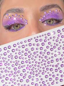 2pcs/1pc Silver Glitter Face Stickers, Suitable For Rave Parties, Makeup, Rhinestone Stickers, Y2K Style Music Festival DIY Eye & Face Decor, Valentine's Day Gift - Multicolor - View 16