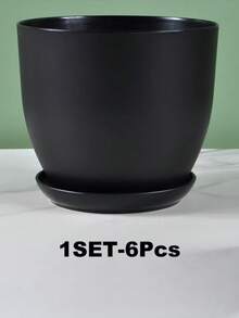 6pcs Classic Plastic Flower Pots With Trays - Lightweight, Suitable For Indoor/Outdoor Use, Great For Gardening And Lawn Care, Indoor/Outdoor Gardening And Lawn Care, These Planters Make An Excellent Gift For All Gardening Enthusiasts On Earth Day, World Environment Day, National Forest Week, New Year, Housewarming, Birthday And More - Multicolor - View 8