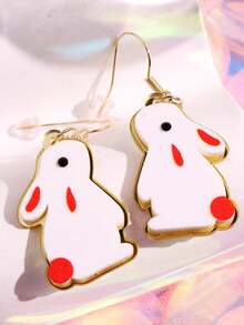 1对可爱白兔彩蛋吊坠耳环，创意饰品，适合女性复活节派对 - 彩色 - 查看 11