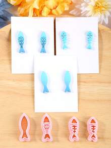 鱼形软陶切割器，鱼骨形状软陶切割器，适用于DIY耳环首饰制作，空心设计工艺工具配件，无需电源 - Clay Cutters - 查看 6