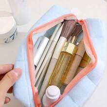 4 piezas Bolsa de maquillaje de felpa a cuadros, bolsa de aseo de viaje de gran tamaño con cremallera, bolsa de almacenamiento multifuncional adecuada para la organización del hogar y viajes al aire libre, viajes de negocios (1/4 piezas seleccionables), para vacaciones en la playa, colección de baño, colección de dormitorio, gran capacidad - Multicolor - Ver 5